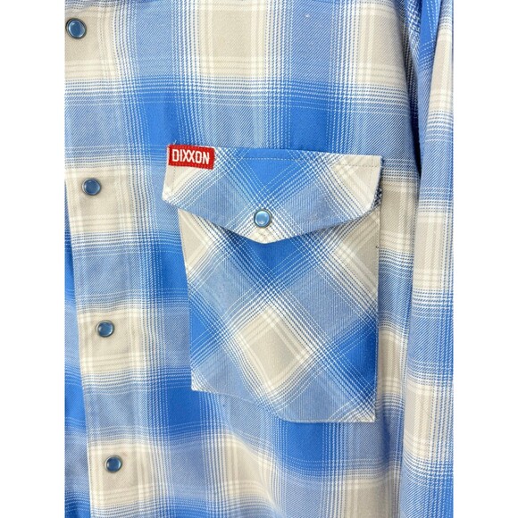 DIXXON The Pierside Flannel Men’s 2XL Blue Plaid Pre-Pleat Pearl Snap - Picture 2 of 10